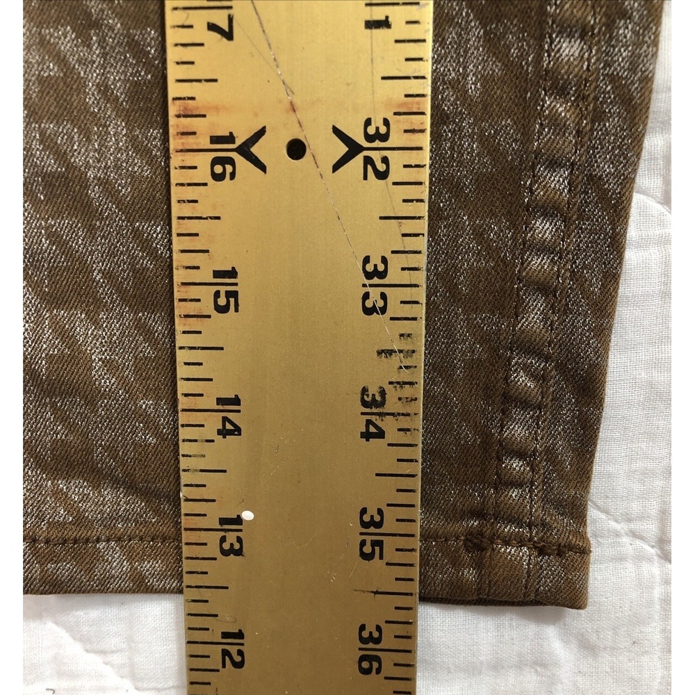 Level 99 Anthropologie Jeans Womens 25 Brown Silver Metallic Janice Ultra Skinny - Picture 11 of 13